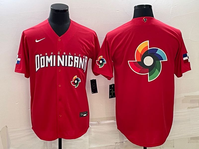 Men 2023 World Cub Dominican Blank Red Nike MLB Jersey7->more jerseys->MLB Jersey